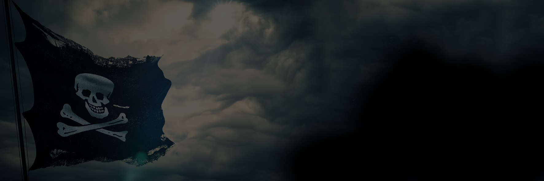 ripped pirate flag on ship